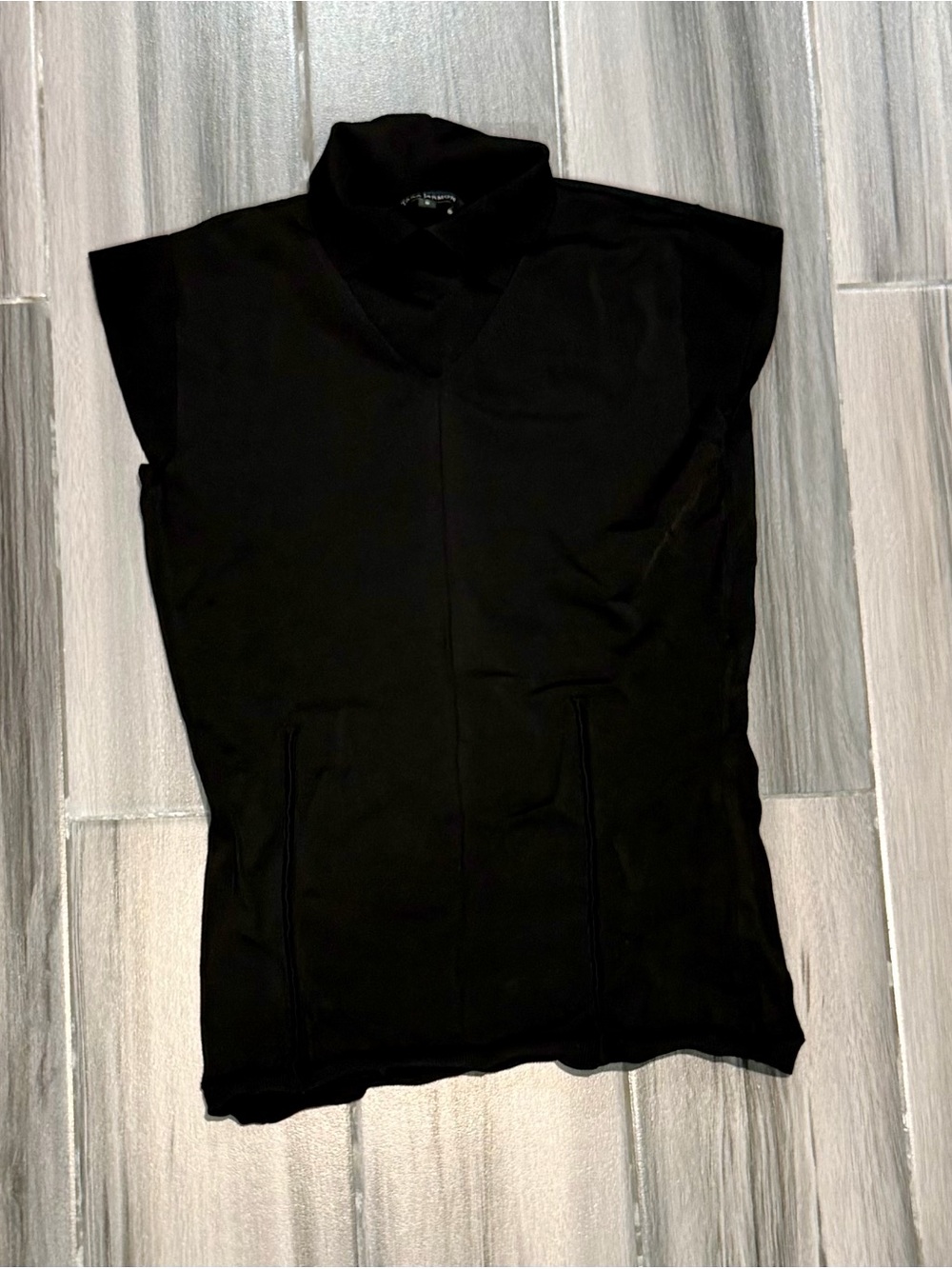Tara Jarmon Black Ribbed Sleeveless Mock Neck Top